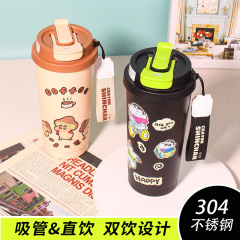 2025卡通蜡笔小新保温杯可爱高颜值冰霸咖啡杯双饮随行保温咖啡杯