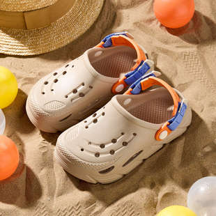 Adjustable Children's Hole Shoes Boys Summer Non-Slip Soft Sole Sandals for Boys Big Kids Outer Wear Breathable Beach Shoes