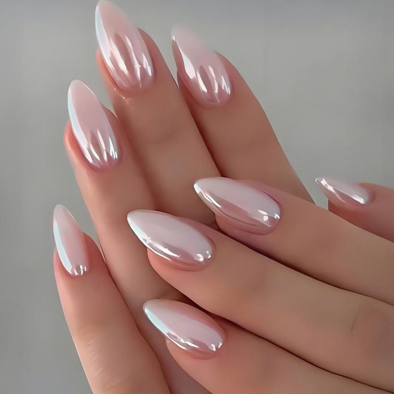 Cross-Border Hot-Selling Valentine's Day Electroplated Eagle Hook Silver-White Iridescent Mirror Luxury Wearable Nail Tips 24 Pieces Nail Stickers Cross-Border Hot-Selling Valentine's Day Electroplated Eagle Hook Silver-White Iridescent Mirror Luxury Wearable Nail Tips 24 Pieces Nail Stickers