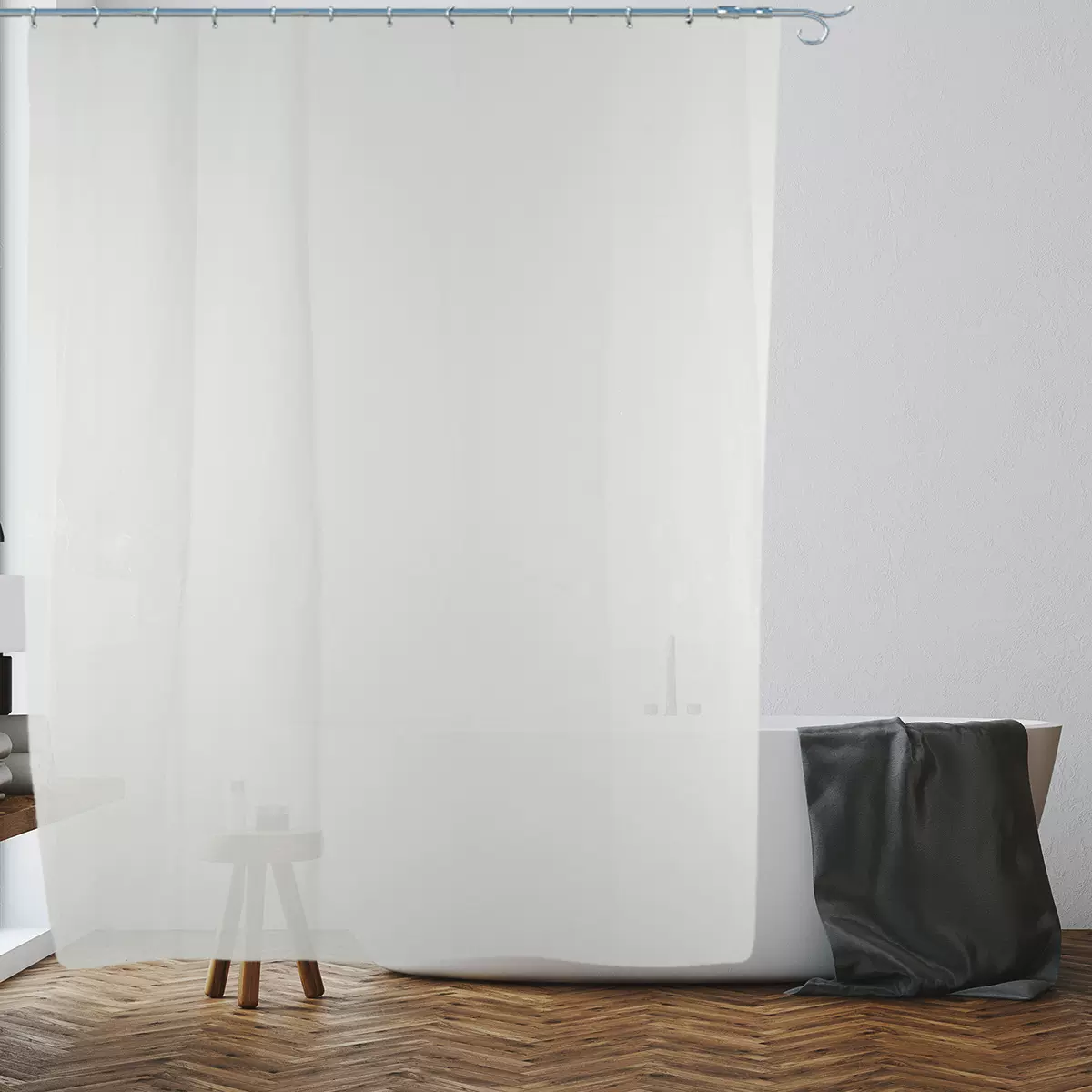 跨境现货加厚磨砂半透浴帘内衬金属扣眼防水浴室浴罩一件代发工厂