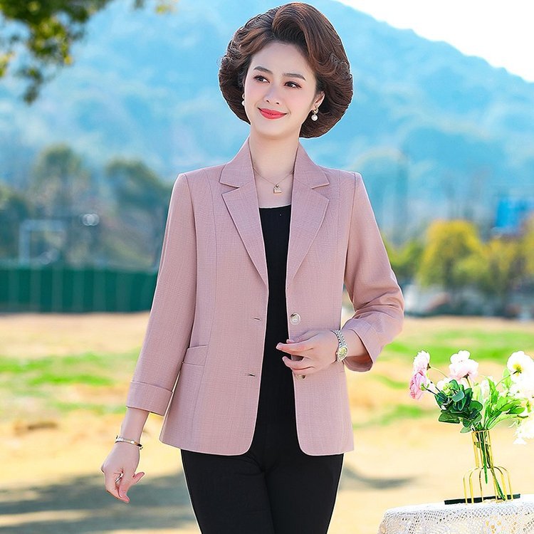 2025 Spring and Autumn New Middle-aged and Elderly Women's Coat Short plus size Middle-aged Mother's Small Suit Western Style Suit