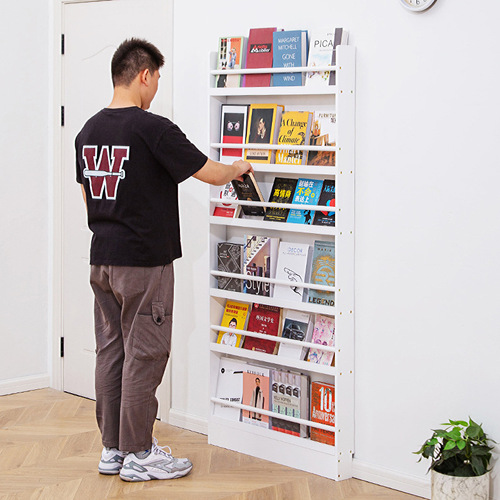 【Dropshipping】Bookshelf Rear Gap Storage Cabinet Solid Wood Floor Standing Children's Bookshelf Picture Book Shelf Wall Mount Bookcase