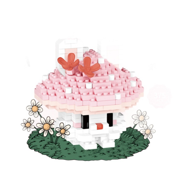 Compatible Le hongos micro partículas ensamblaje bloques de construcción muñecas de dibujos animados adorables adornos de mesa juguetes de puzzle para niños