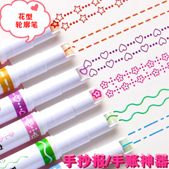 学生は重点を置いて筆の波の花型の蛍光ペンのアイデアをマークします。