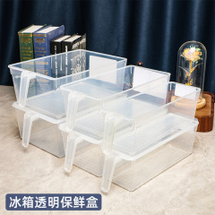 ハンドル付きプラスチックケース食材野菜整理神器鶏肉豚肉冷凍ケース長方形透明保冷ケース