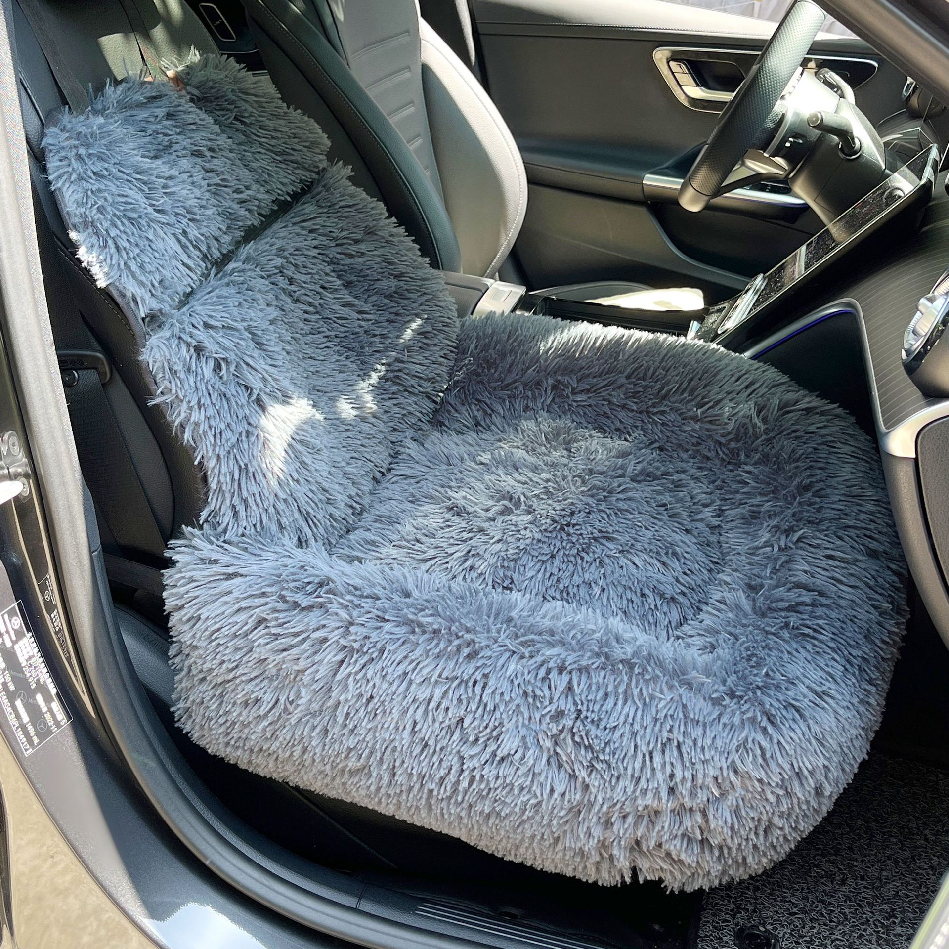 Cojín para mascotas de coche de felpa de invierno, antideslizante, grueso, gato y perro, cojín para silla de coche, color sólido, cómodo cojín para perrera