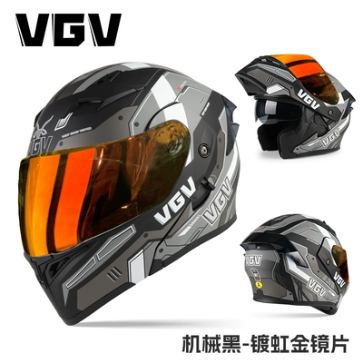 new VGV3C certification motorcycle reveal: Motosiklet dəbilqələri - m-mechanical-black-red-gold-plated-mirror-no-bonus