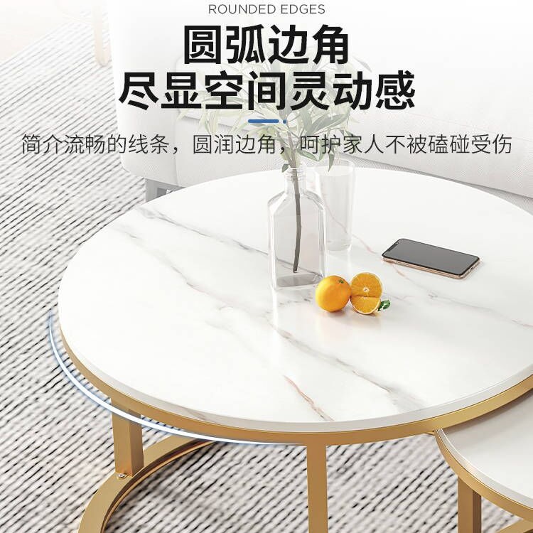 Mesa redonda simple para la sala de estar, mesa redonda pequeña para el hogar, mesa de té simple y de alta calidad, mesa de té de estante combinada