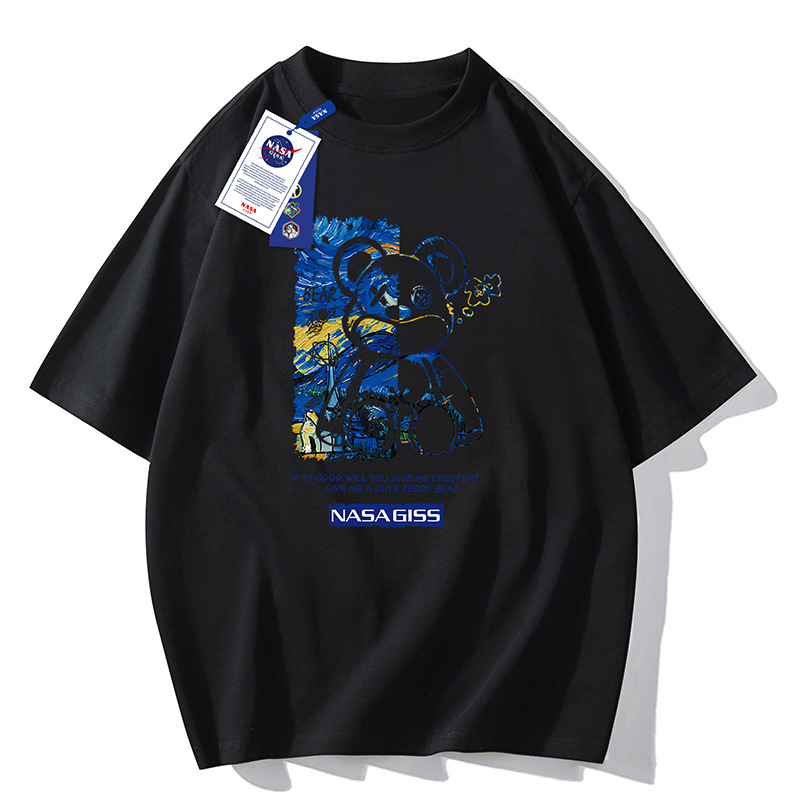 NASAGISS pesado nombre conjunto de los hombres de manga corta Camiseta de la pareja de las mujeres de la marca de moda de verano suelta media manga adolescentes