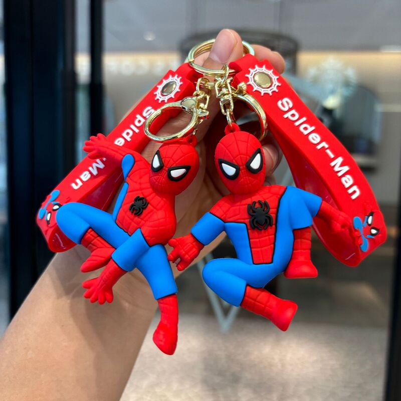 Marvel's popular silicone keychain, large 3D cartoon figure, backpack accessory, trendy Spider-Man key pendant Marvel's popular silicone keychain, large 3D cartoon figure, backpack accessory, trendy Spider-Man key pendant