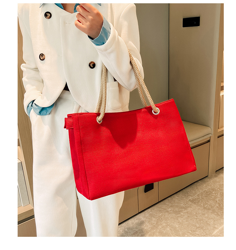 1080g Weight Polyester Lining Material Zipper Closure Type Double Shoulder Straps Strap Type Tote Bag Bags Type Holiday, Travel Occasion Linen Material Solid Color Pattern All Seasons Season Women's Gender Classic Style Style Square Shape Medium Size Women's Medium Linen Solid Color Classic Style Square Zipper Tote Bag 无