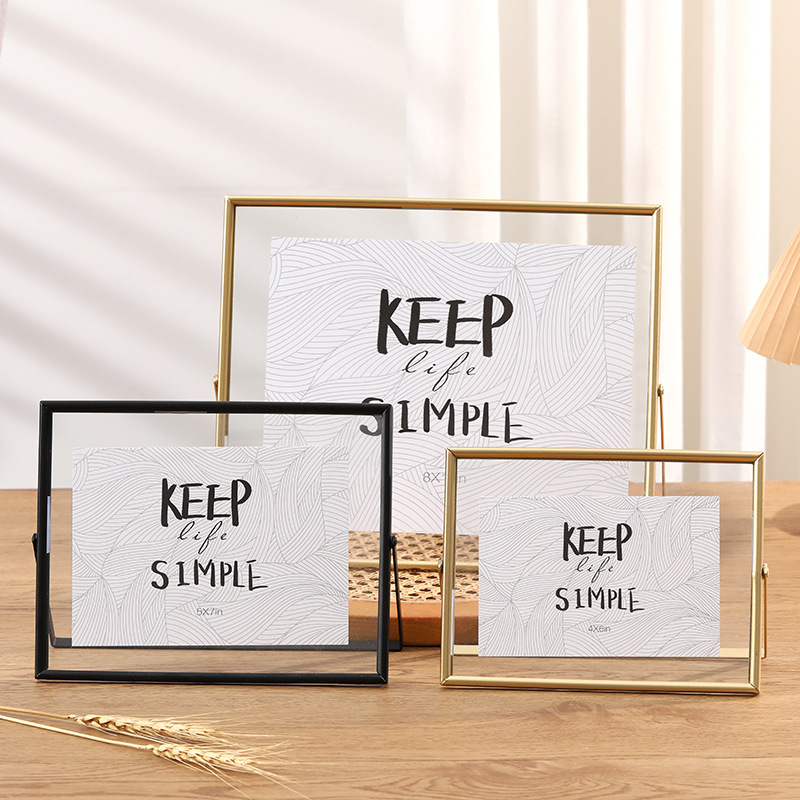 Cross-Border Metal Horizontal Glass Photo Frame Photo Table 6 Inches 7inch 8inch Calligraphy Polaroid Frame Creative Decoration Cross-Border Metal Horizontal Glass Photo Frame Photo Table 6 Inches 7inch 8inch Calligraphy Polaroid Frame Creative Decoration