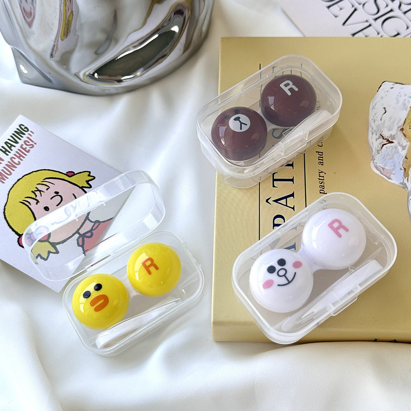 Portable Contact Lens Case Small Mini Cartoon Cute Ins South Korea Chicken Rabbit Bear Personality Companion Box Portable Contact Lens Case Small Mini Cartoon Cute Ins South Korea Chicken Rabbit Bear Personality Companion Box
