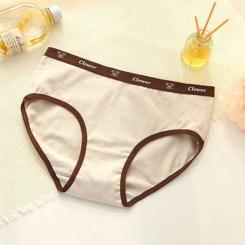 Women's pure cotton underwear, women's pure cotton antibacterial summer thin mid-waist girl's soft, breathable and skin-friendly briefs