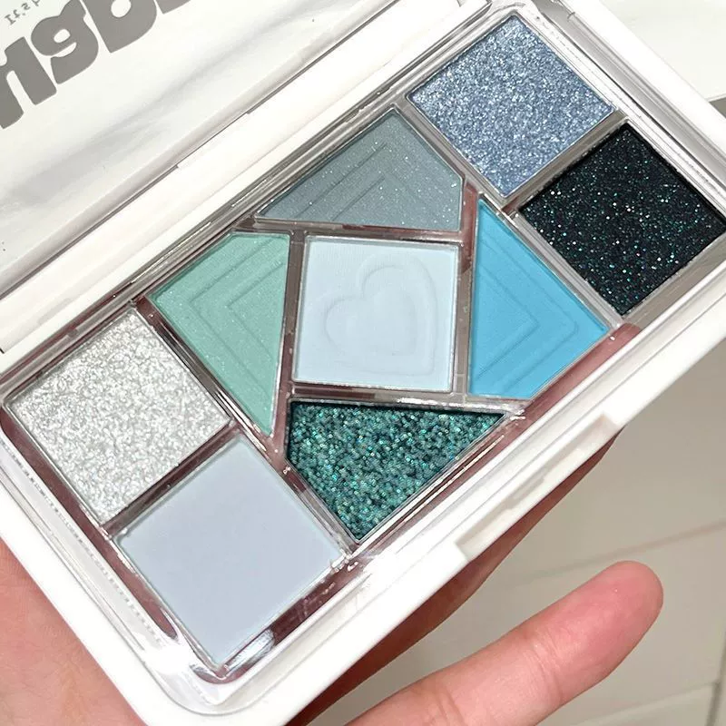 Fuchsia blue eyeshadow palette, matte face blush, eye shadow, optics