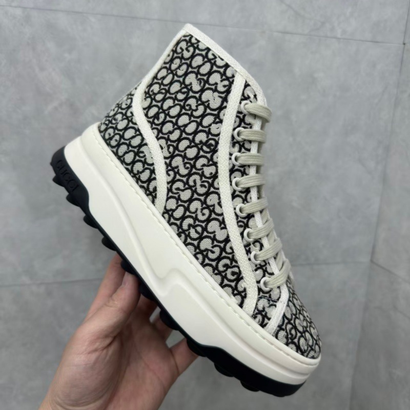 Gucci GG High Platform Sneaker Interlocking G Black White
