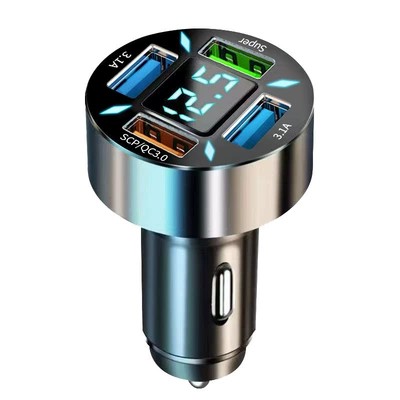 car charging head, Mobil şarj cihazları - 4-port-super31a-digital-display-super-fast-charging-bagged