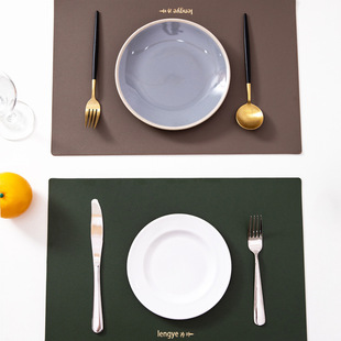 Customized New Scandinavian Rectangular Leather Western Place Mat Washable Pvc Insulation Mat Household Waterproof Table Mat Coaster