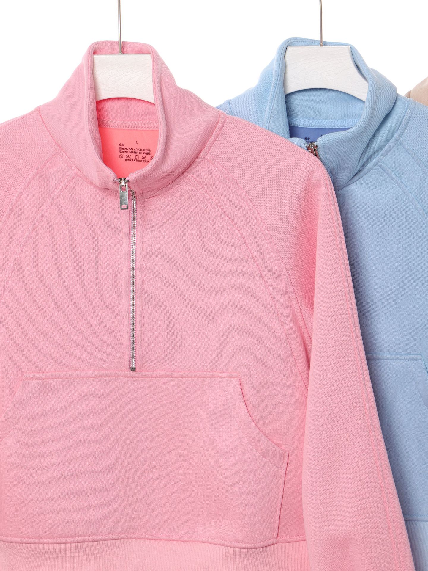 Ropa de mujer coreana corta pesada 420g algodón de isla con semiacremallera chaqueta de hombro marca de moda simple chaqueta universal image 5