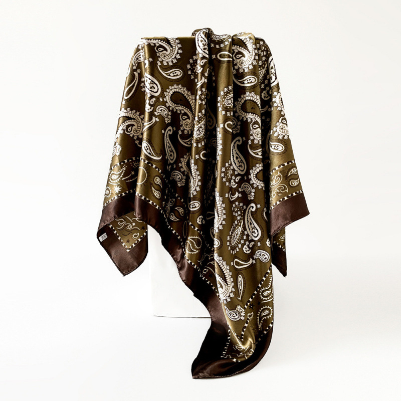 Bufanda de satén con estampado de anacardos de 90 cm para mujer, chal cuadrado grande, accesorio de moda para la cabeza._voghion.com