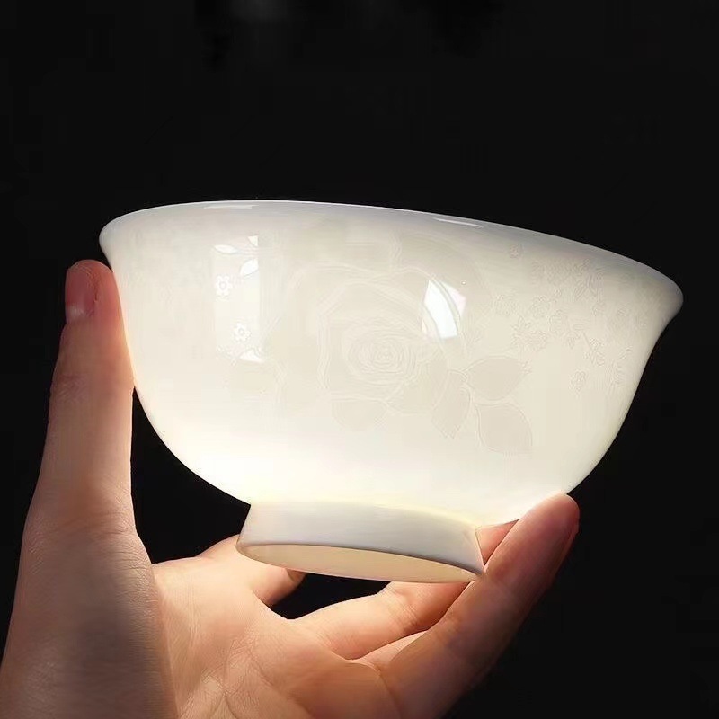 Cuencos caseros Jingdezhen hueso porcelana cubiertos platos platos platos de rosa blanca cubierta de cocina simple microondas