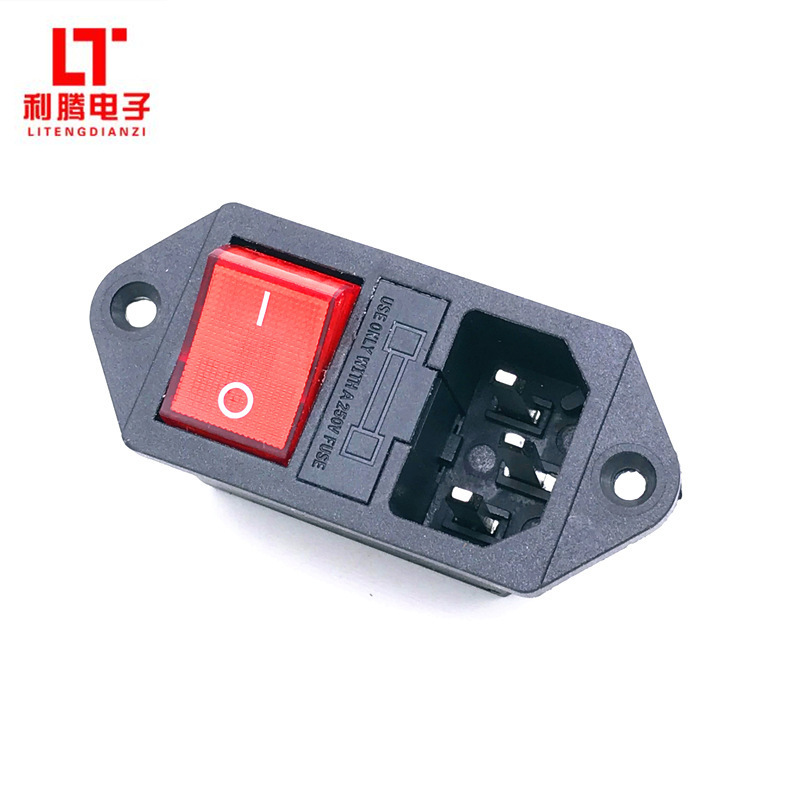 AC-14-F16C品字三合一电源插座 带KCD4开关3脚保险丝座带耳螺丝孔
