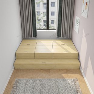 Tatami small apartment single cube box combination storage simple stitching 1 m 2 solid wood bed without bedside
