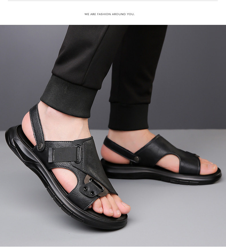 Dép sandal nam cỡ lớn thoáng khí đi biển, dép lê quai ngang hở ngón đi ngoài trời — CS2319 màu xám, CS2319 màu đen chi tiết 17