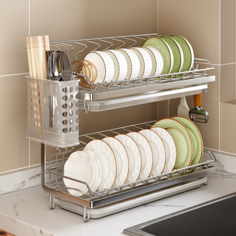 Dish Rack draining rack 304 stainless steel narrow edge small kitchen storage rack bowl and chopsticks bowl and dish storage rack