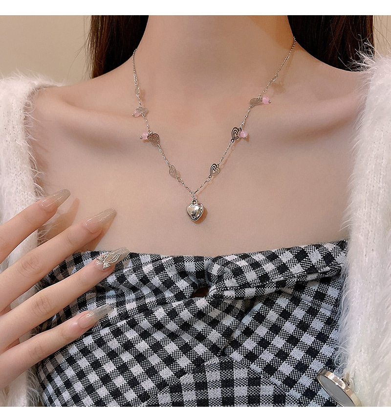 INS Style Heart Shape Titanium Steel Plating Pendant Necklace 1 Piece