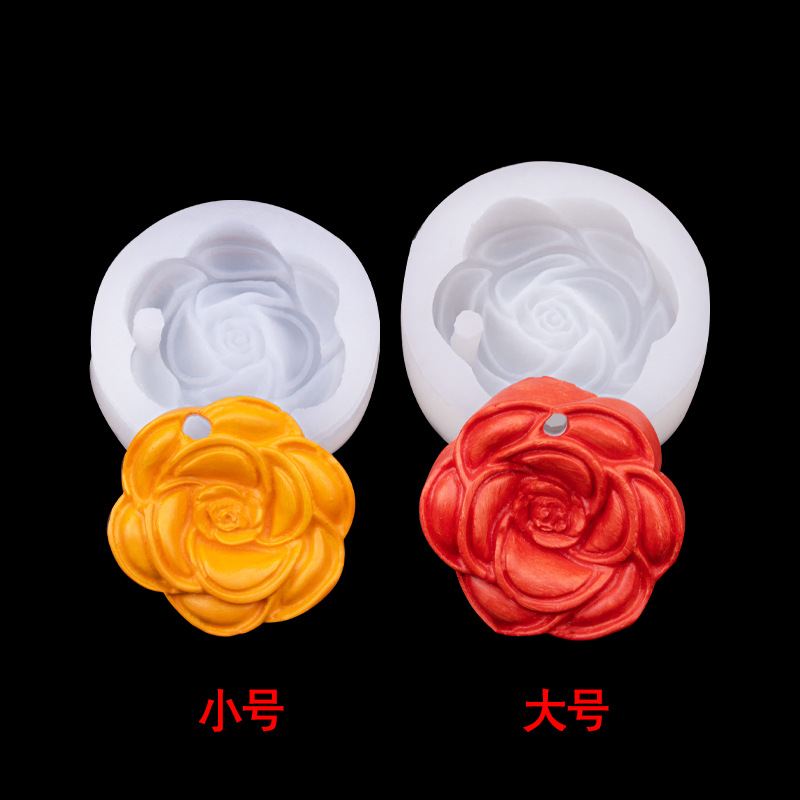 Rose forma simple molde de silicona con agujeros creativo para hornear accesorios bricolaje epoxi llavero yeso