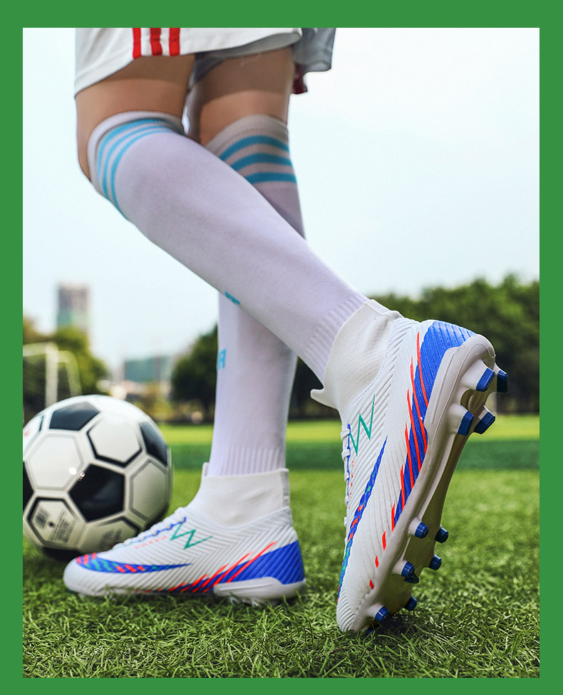 Piedini da calcio alti con unghie rotte, erba artificiale, chiodi in pelle AG, per ragazzi, ragazze, adolescenti e studenti che si allenano_voghion.com