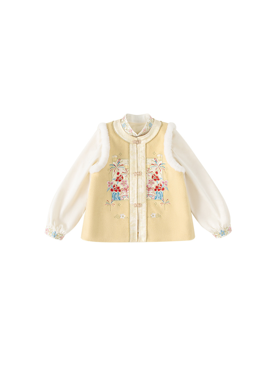 Ropa de niños Youbao, vestido de Año Nuevo de la niña, vestido de invierno, vestido de aniversario de la niña, estilo nacional de la dinastía Tang, chaleco de dos partes