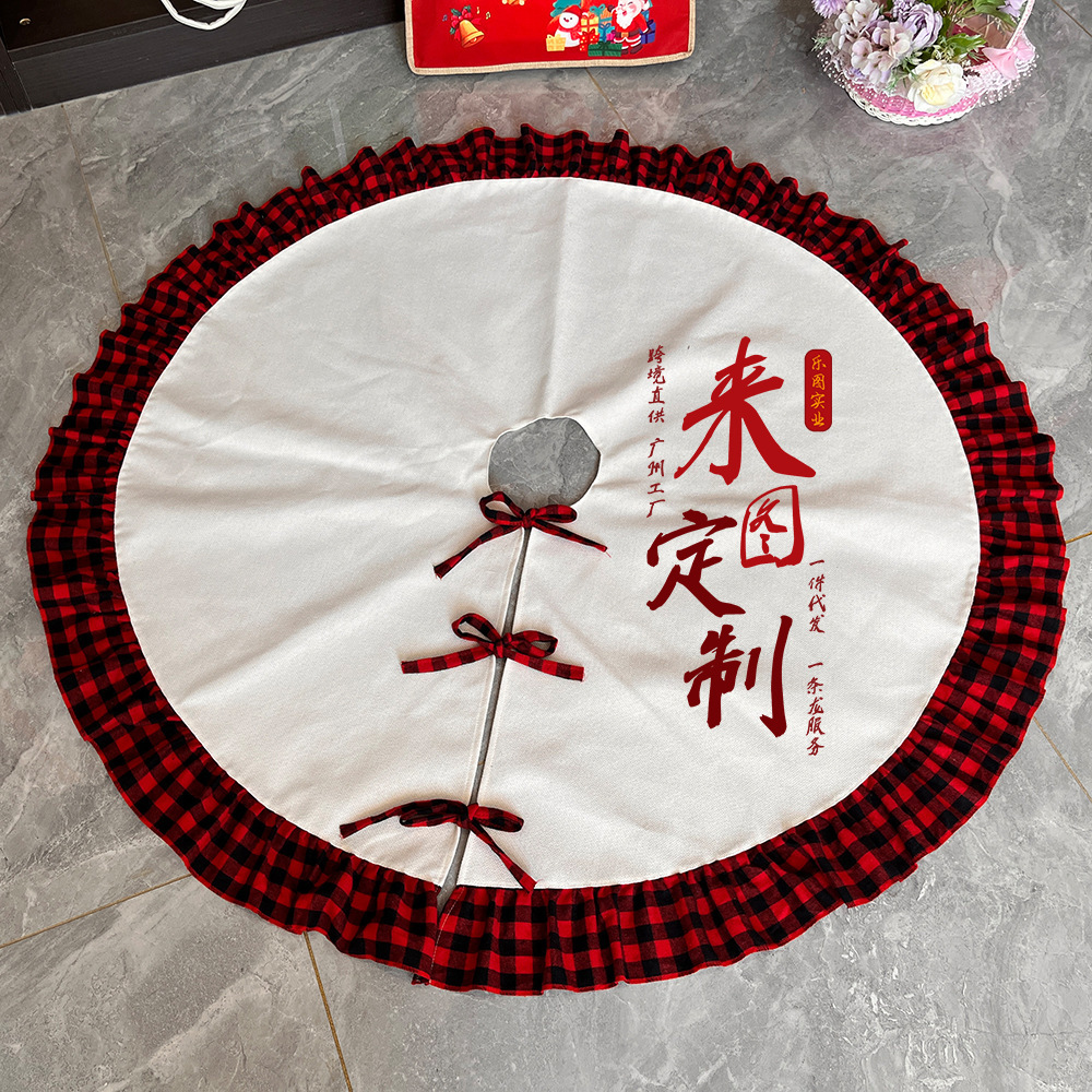 xqds0368a navidad encaje falda impresión de transferencia térmica decoración de la base del árbol de Navidad para dibujos personalizados