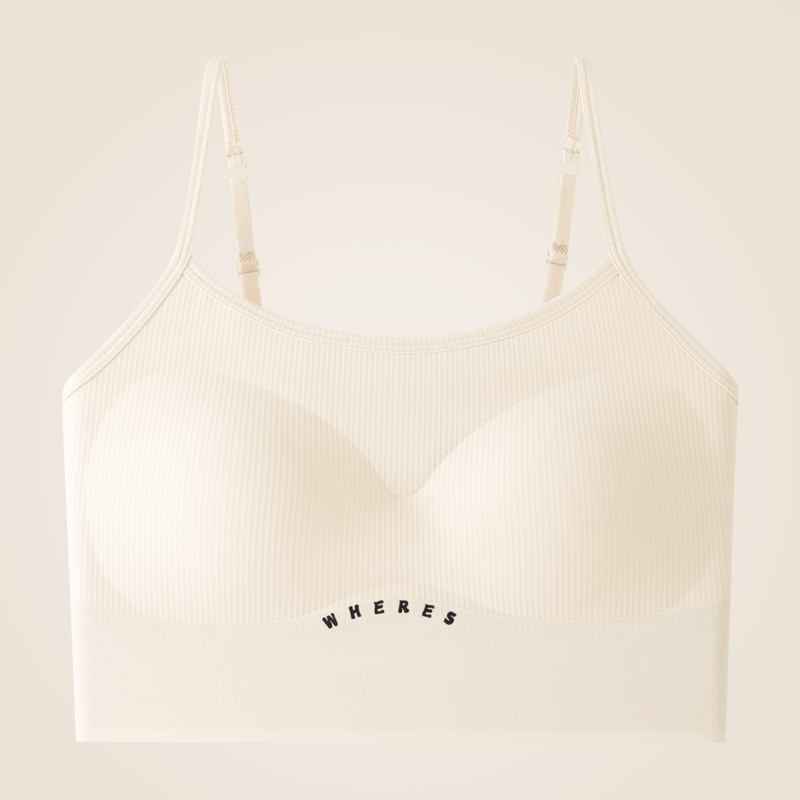 Nueva ropa interior de espalda hermosa con tirantes finos, espalda grande sin costuras, copa fija sin costuras, sujetador estilo chaleco, honda envuelta en el pecho