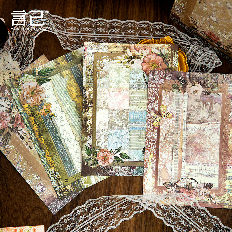Yan Ji Pai Paper Spring Flower Field Series INS flower and plant handbook material decoration base 30 sheets into 8 styles