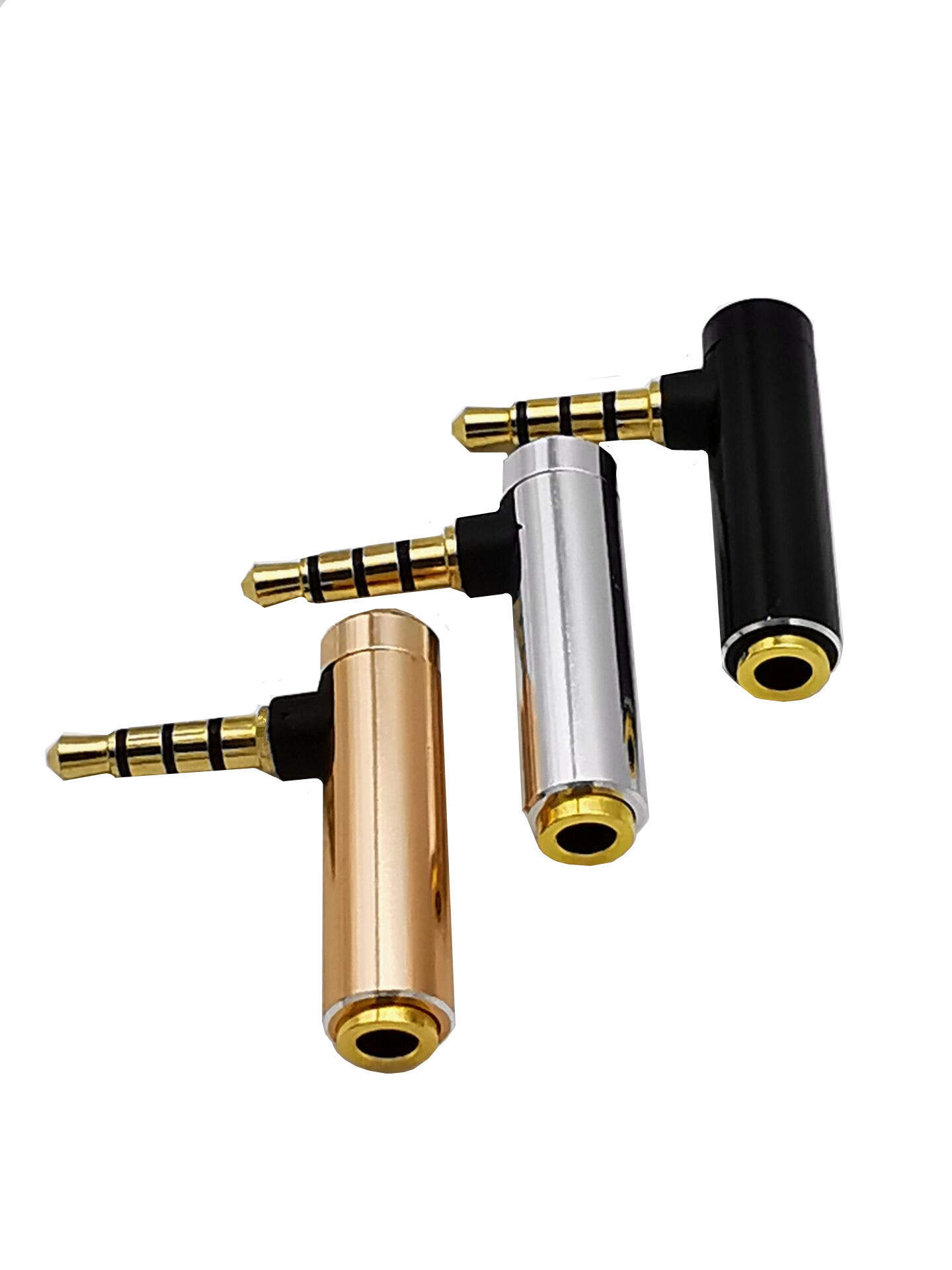 3.5mmメスパソコン携帯電話イヤホンソケットエルボl型90度直角4節四級オーディオ変換ヘッド