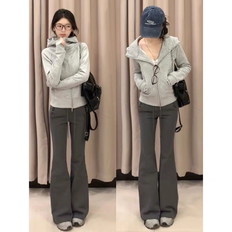 女性用コート、春と秋のショートウエスト、春の着用、スリムフィットのフード付き春トップ、タイトフィットの白とグレーのスウェットシャツ、アメリカンスタイルの薄手|undefined
