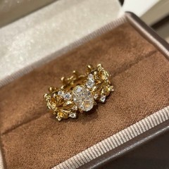 純銀S925真金メッキイタリア中古風風景雪花アイリス花鳩卵指輪気質高級珠