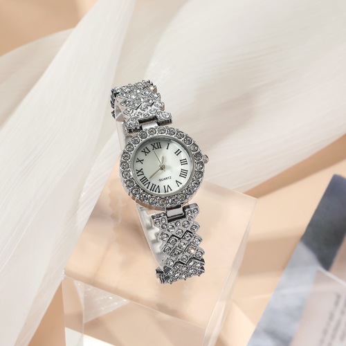 Foreign trade best-selling versatile diamond-encrusted women's luxury orange five-piece gift box quartz wrist watch