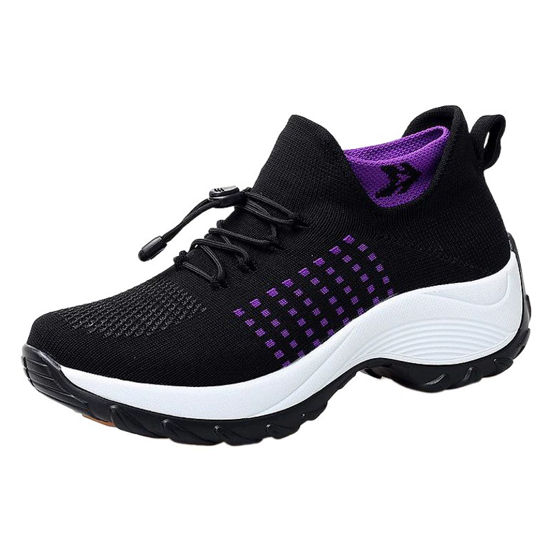 Весенние новые трансграничные Кроссовки больших размеров, носки, обувь для мам, тканая дышащая сетчатая женская обувь, качалка на платформе