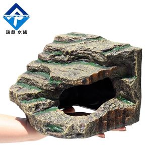 Ruiqi Turtle Basking Platform Large Water Turtle Tank Climbing Pet Tank Landscaping Climbing Brazilian Turtle Basking Lizard Snake Avoid Cave