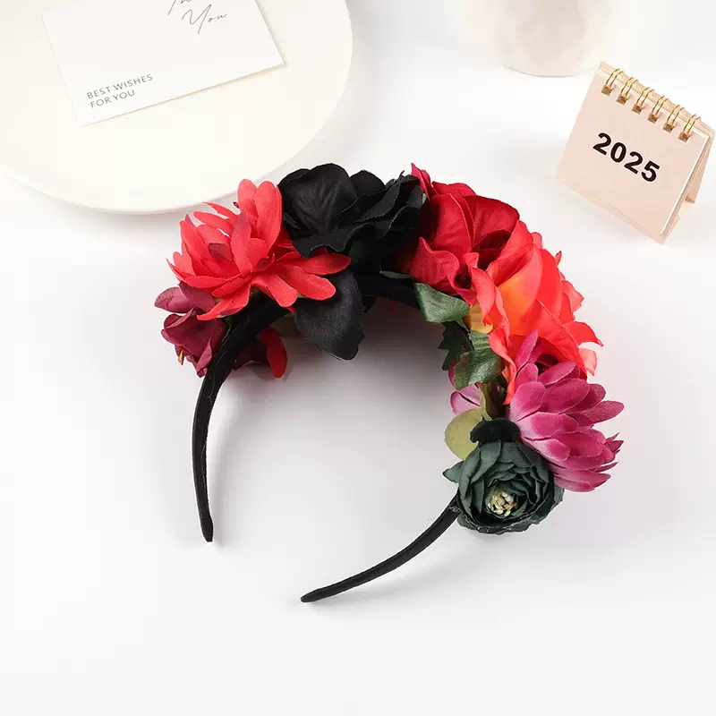 新款复古发箍仿真花朵时尚海边度假拍照写真道具发饰厂家批发