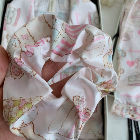 [cake bear] short sleeve shorts pajamas cartoon bear cute home clothes summer snow silk suit thin women