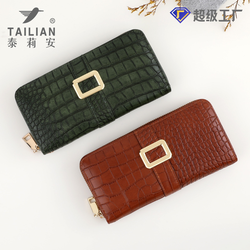 Telian cocodrilo patrón de cremallera embrague transfronterizo al por mayor ciudad de la moda de las mujeres billetera larga