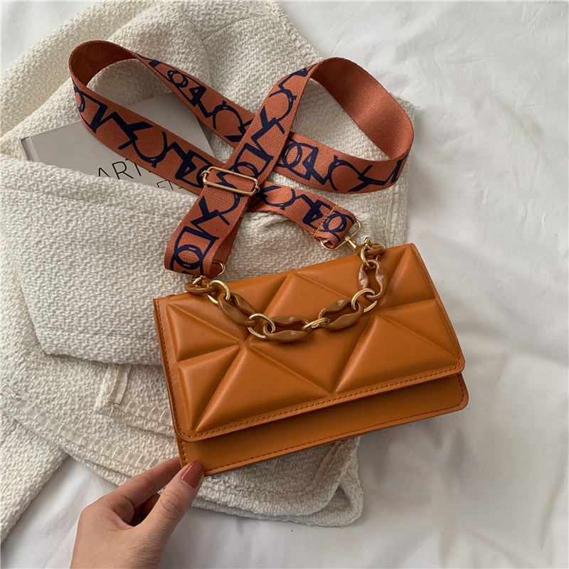 Bolso de hombro pequeño para mujer estilo INS diseño cuadrado simple con correa ancha moda casual