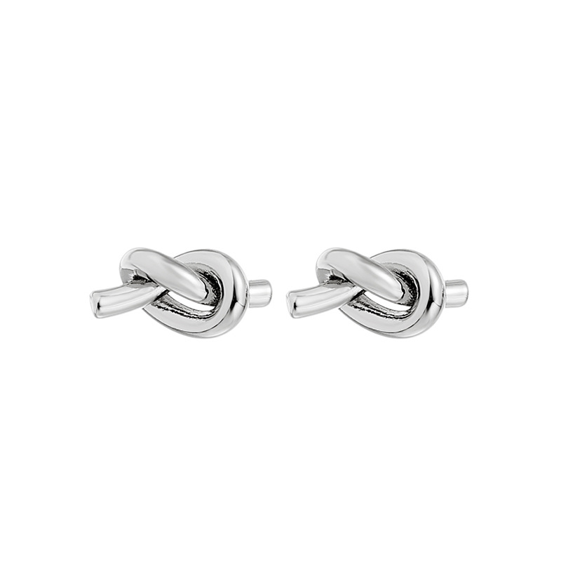 Diseño simple europeo y americano anudado torcido flor pequeños pendientes nicho exquisito retro de alta calidad pendientes de aguja de plata para las mujeres