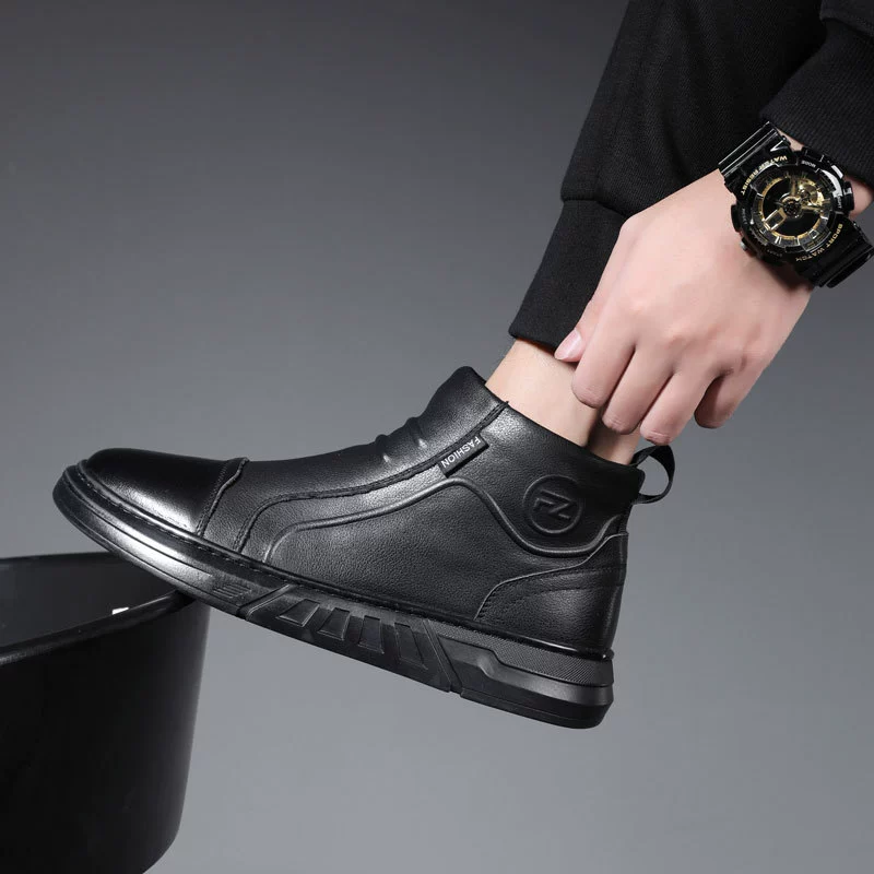 Первый слой кожаных сапог челси мужских универсальных кожаных сапог