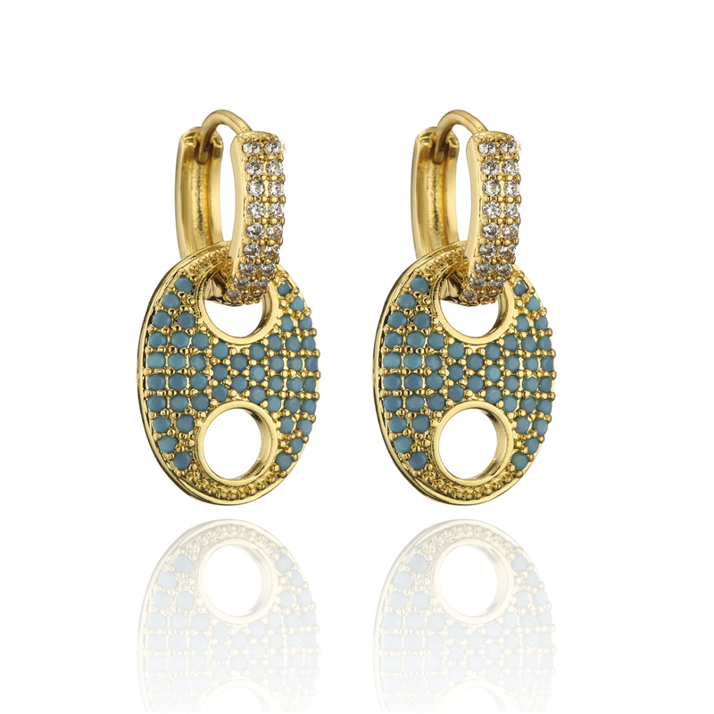 Retro Electroplated Copper Micro-inlaid Zircon Earrings display picture 8