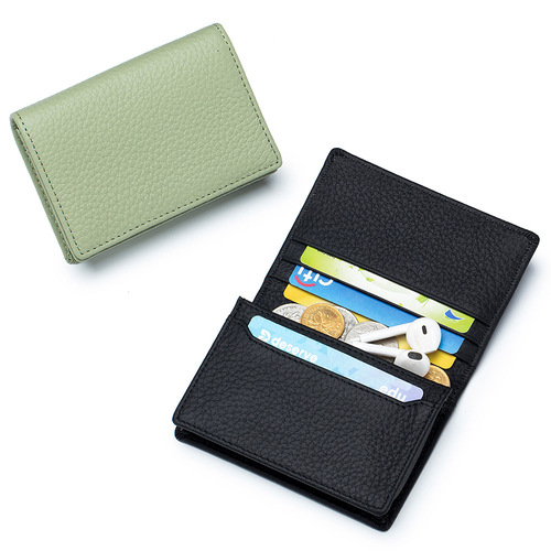 New multifunctional business card bag business casual first layer cowhide card bag business card holder creative storage coin purse for men